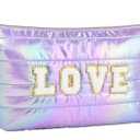 Pack of 2 Hiroyuki Iridescent Quilted Makeup Bag (LOVE, Purple) 