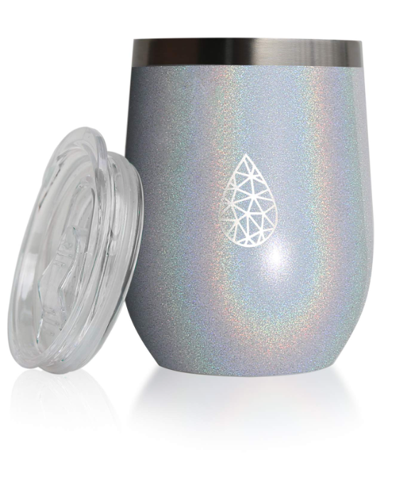 17oz Insulated Wine Tumbler with Lid  - Stemless Double Wall Vacuum Insulated Stainless Steel - Stainless Steel Straws,Cleaning Brushes,BPA Free,Outdoor,Indoor,Hot,Cold