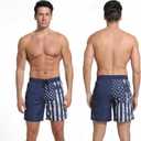 Men's Swim Trunks with Compresssion Liner 7" Swimwear Board Shorts 2-in-1 Bathing Suits with Zipper Pockets (XXL)