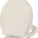 Toilet Seat Round 16.5 inch, Toilet Seat Soft Close No Slam Quiet, Easy Installation and Never Loosen, PP Safe Material, 24M Support, Almond