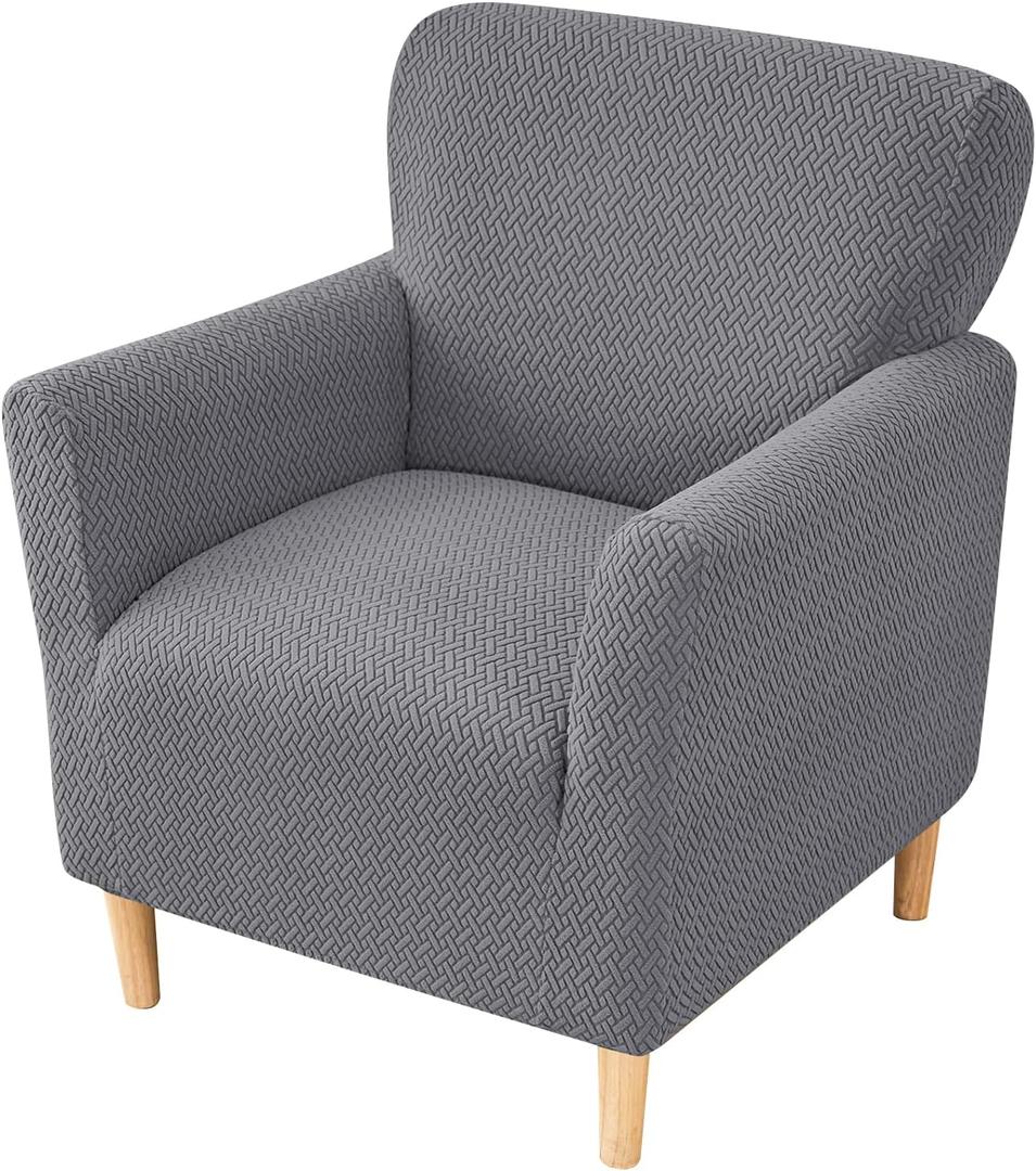 FUANGUI Banquet Armchair Slipcover Chair Covers with Arms Stretch Club Chair Slipcover Soft Armchair Sofa Covers Anti-Slip Furniture Protector for Dogs Pets Home Living Room Decor (1PCS, T-jacquard Dark Grey)