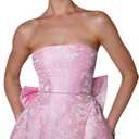 JUMISEE Embroidery Satin Homecoming Dress with Bow Modest Strapless Mini Dresses A Line Short Prom Dress Party Gown (Pink) S