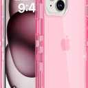 Follaroma for iPhone 15 Case, Heavy Duty Shockproof Protection Phone Cases, Anti-Drop, Dual Layer Transparent Protective Cover Compatible with iPhone 15, 6.1 inch,Crystal Pink