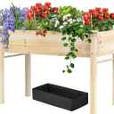 48x24x31IN Elevated Wooden Raised Garden Bed with Legs, Reinforced Large Planter Box for Vegetable Flower Herb Outdoor, Standing Growing Bed forGardening/Backyard/Patio/Balcony, Liner Included