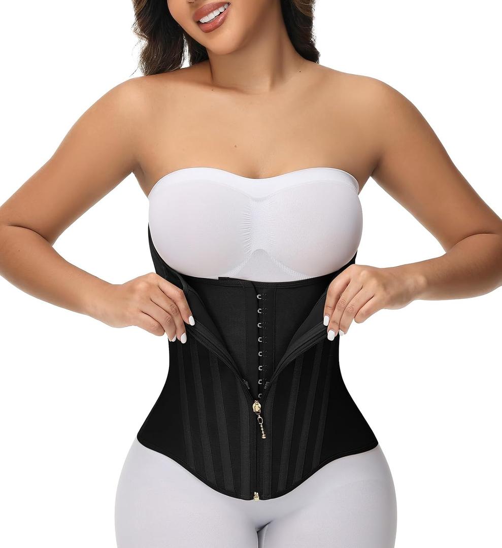 SHAPSHE Waist Trainer for Women Tummy Control Waist Cincher Corset Sport Workout Body Shaper Postpartum Belly Band Gym (Black, S)