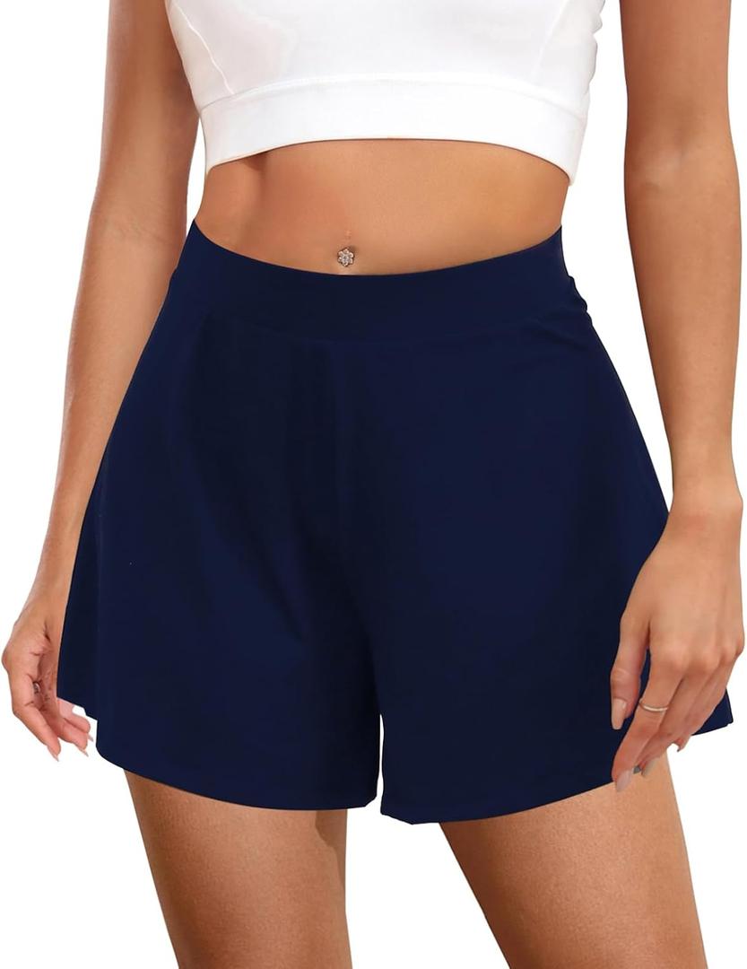 WHO IN SHOP Lounge Shorts for Women High Waist Ultra-Soft Cozy Sleepwear Pj Shorts Pajamas Bottom-5" Inseam (Blue, XL)