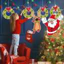 Outdoor Christmas Fence Decorations Light Up Xmas Fence Peeker Signs Decor Santa Claus Reindeer Wreath Yard Hanging Ornament with String Lights for Garden Lawn Fireplace Xmas Tree