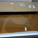 Modern Glass Coffee Table for Living Room, Mid Century Coffee Table, Small Coffee Tables, Suitable for Bedroom Living Room Reception Office Tables (Wood/Brown, Medium 35.8 * 25.5 * 16in)