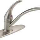 Delta Foundations Brushed Nickel Kitchen Faucet, Contemporary 3 Hole Kitchen Sink Faucet, Single Handle, Stainless B1310LF-SS