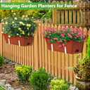 Deck Railing Planter Boxes, 6 Pack Deck Hanging Planters for Railing, 16.9 Inch Balcony Planters Railing Hanging, Railing Hanging Planter, Red and White