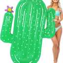 Giant Cactus Pool Floats 65 x 50 x 6.3 in Inflatable Jumbo Cactus Water Floats for Adults Large Pool Swimming Raft Green Lounge for Summer Beach Party