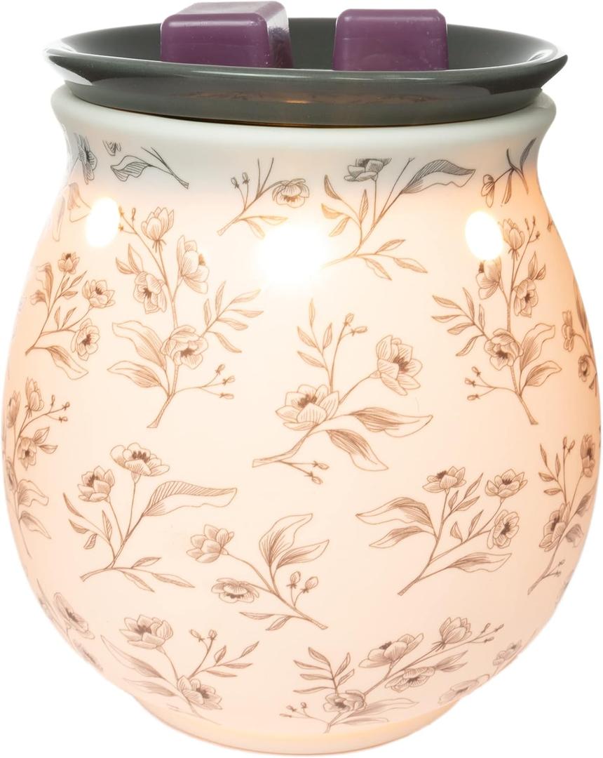 Scentsationals Wax Melt Warmer, Wax Warmer for Scented Wax Melts - Spring Collection Simple Floral - Candle Wax Melter for Fragrance Cubes and Tarts