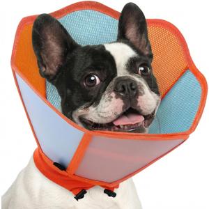 AOFITEE Dog Cone - Cones for Dog to Stop Licking, Dogs Soft Cone After Surgery, Adjustable Dogs Cones Collar Elizabethan Pet E-Collar for Medium Pets, Pet Recovery Collar, Orange/Blue, Medium