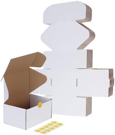 RLAVBL 10 Pack 6x4x3 Small Shipping Boxes, White Corrugated Cardboard Box for Packing, Mailing, Business