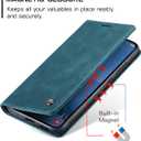 for Samsung Galaxy S25 Case, Flip Wallet Leather Case with Card Holder Magnetic Closure Shockproof Kickstand Protective Phone Cases Cover for Galaxy S25, Blue-Green