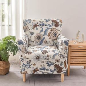 LiveGo Stretch Mid Century Modern Armchair Slipcover 1Piece Jacquard Accent Chair Covers with Arms Soft Waterproof Chair Slipcovers for Living Room Furniture Protector Office (Color J)