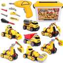 FLY2SKY 7 in 1 Take Apart Toys with Electric Drill Take Apart Truck Toys Construction Set DIY Engineering Building Toy Push Go STEM Toy Gift for Boys Toys Ages 4-7 Years Old