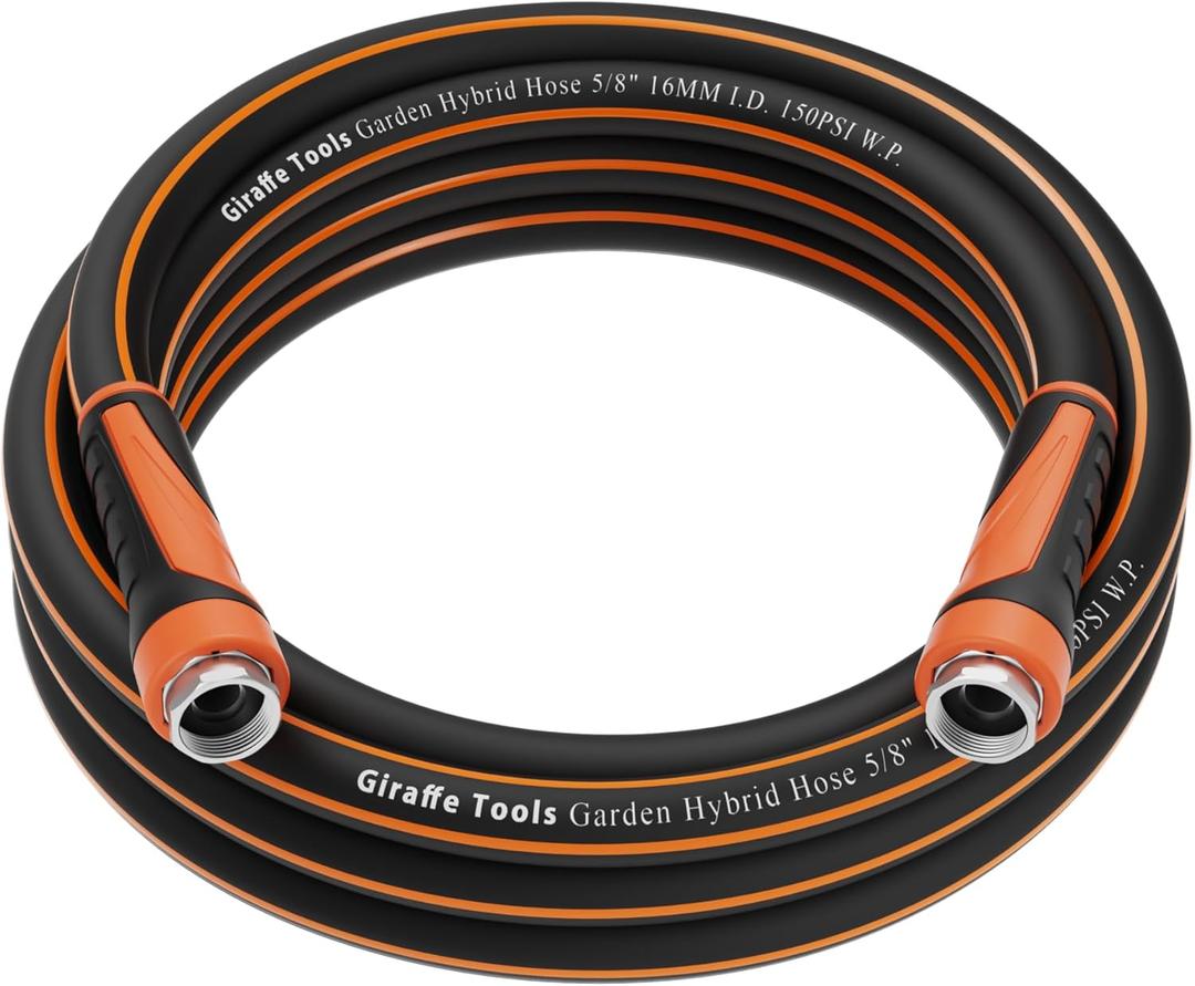 Giraffe Tools Garden Hose 5/8", Water Hose Heavy Duty, Flexible, Lightweight Hybrid Hose with Swivel Handle, 15ft Female to Female Fittings, Burst 600 PSI, Short Leader Hose