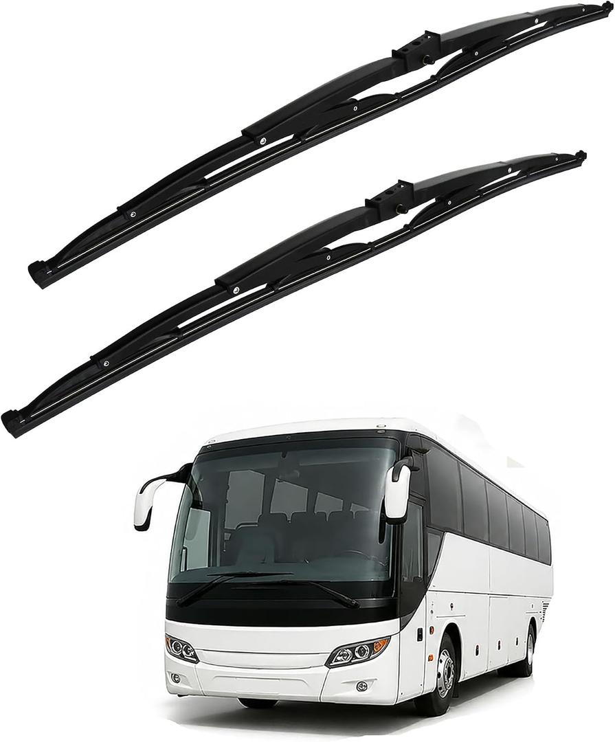 2Pcs 48" Heavy Duty Windshield Saddle Mount RV Wiper Blade Replacement for Motorhome Recreational Vehicle RV and Bus with 20 Pieces Car Concentrated Washer Tablets 26.5mm