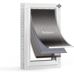 Baboni 3-Flaps Pet Door for Interior and Exterior Doors, Durable Plastic Frame and Telescoping Tunnel, Aluminum Lock/Metal Panel, Strong Magnetic Flaps, Never Rust Dog Door (Pets Up to 100 Lb) -Large