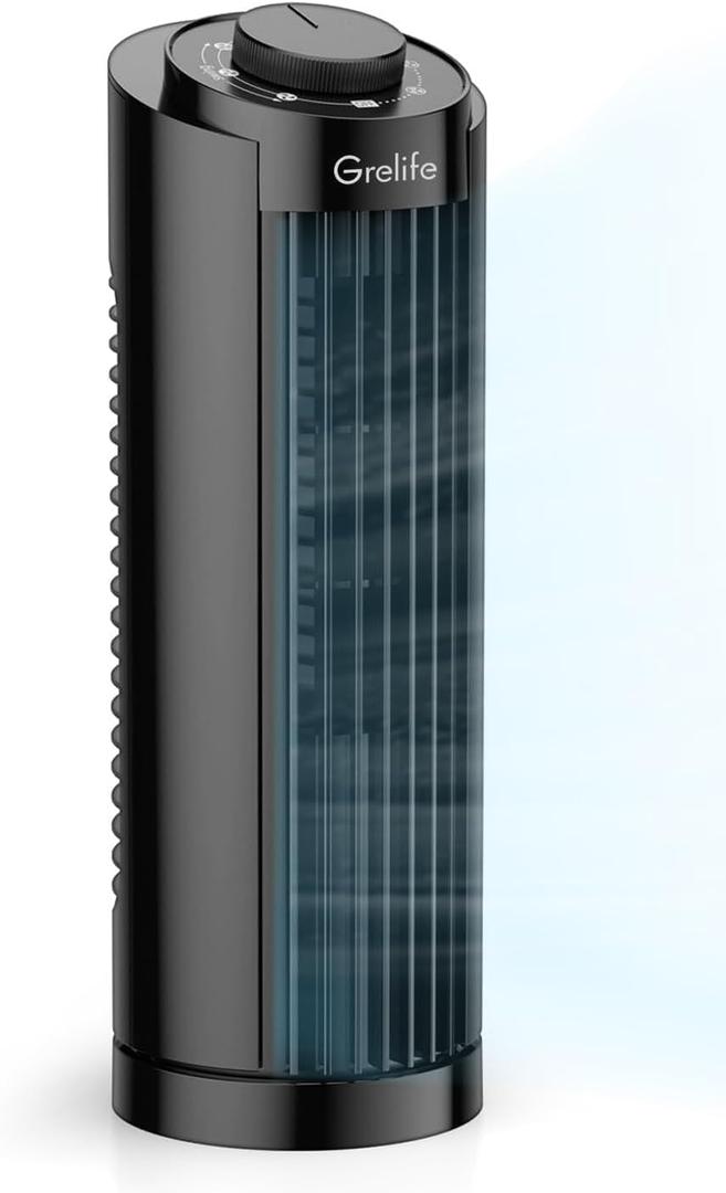 Grelife Tower Fan with Remote Control, Fast Cooling Desktop Fan, 90 Oscillation, 3 Speeds, 3 Wind Modes, Touch Screen, Auto Timer, Ideal for Home, Office Bedroom (20inches)