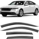 Shatterproof Taped-On Window Deflectors for Honda Accord 2023-2025 with Chrome Trim, Rain Guards, Window Visors for Car, Vent Deflector, 4pcs
