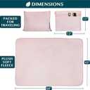 PAVILIA Travel Blanket Pillow, Soft Airplane Blanket 2-in-1 Combo Set, Plane Blanket Compact Packable, Flight Essentials Car Pillow, Travelers Gifts Accessories, Luggage Backpack Strap, 60x43 Pink