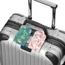 6 x 2 Pack PU Leather Luggage Tags for Suitcase, Travel Cruise Luggage Tag with Privacy Flap, Name ID Label and Metal Loop for Women Men Baggage Handbag School Bag Backpack, Watercolor Flowers