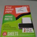 JOYEZA Premium Printable Vinyl Sticker Paper for Inkjet Printer - 25 Sheets Matte White Waterproof, Dries Quickly Vivid Colors, Holds Ink well- Tear Resistant - Inkjet & Laser Printer