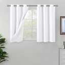 BGment Short Blackout Curtains 30 Inch Long 2 Panels - 100% Room Darkening Bedroom Curtains for Small Window, Thermal Insulated Soundproof Grommet Curtains for Loft/Basement, 42 Wide, Pure White