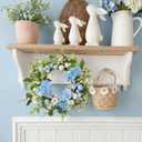 Suncalla 16 Inch Easter Eggs Wreaths for Front Door Hydrangea Easter Wreaths Artificial Blue White Floral Spring Summer Wreath for Front Door Indoor Outdoor Home Porch Wall Window Festival Decoration