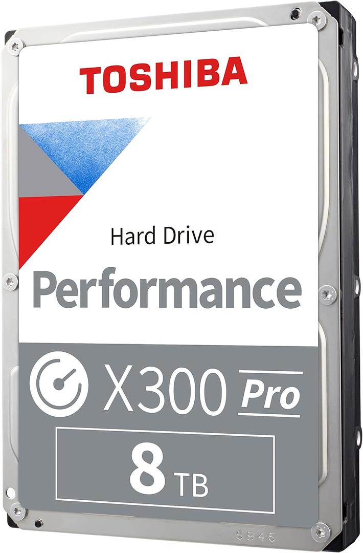 Toshiba X300 PRO 8TB High Workload Performance for Creative Professionals 3.5-Inch Internal Hard Drive  Up to 300 TB/Year Workload Rate CMR SATA 6 GB/s 7200 RPM 512 MB Cache - HDWR780XZSTB