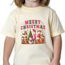 Boys Christmas Shirt for Kids Girls Toddler Ugly Funny Xmas T-Shirt Short Sleeve Cotton Tee Top 2-8 Years (Cream Merry Christmas)