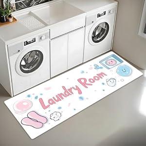 THISFIND ﻿Laundry Room Runner Rug 20x47 inch, Non-Slip Waterproof Floor Mat, Farmhouse Kitchen Floor Mat for Mudroom and Bathroom