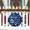 Nativity Wooden Wreaths for Front Nativity Scene Welcome Sign Religious Winter Xmas Decor Jesus Christmas Decorations for Home, 11.8x11.8 inch