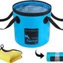 AUTODECO Collapsible Bucket 5 Gallon Container Folding Water Bucket Portable Wash Basin 20L (Blue)
