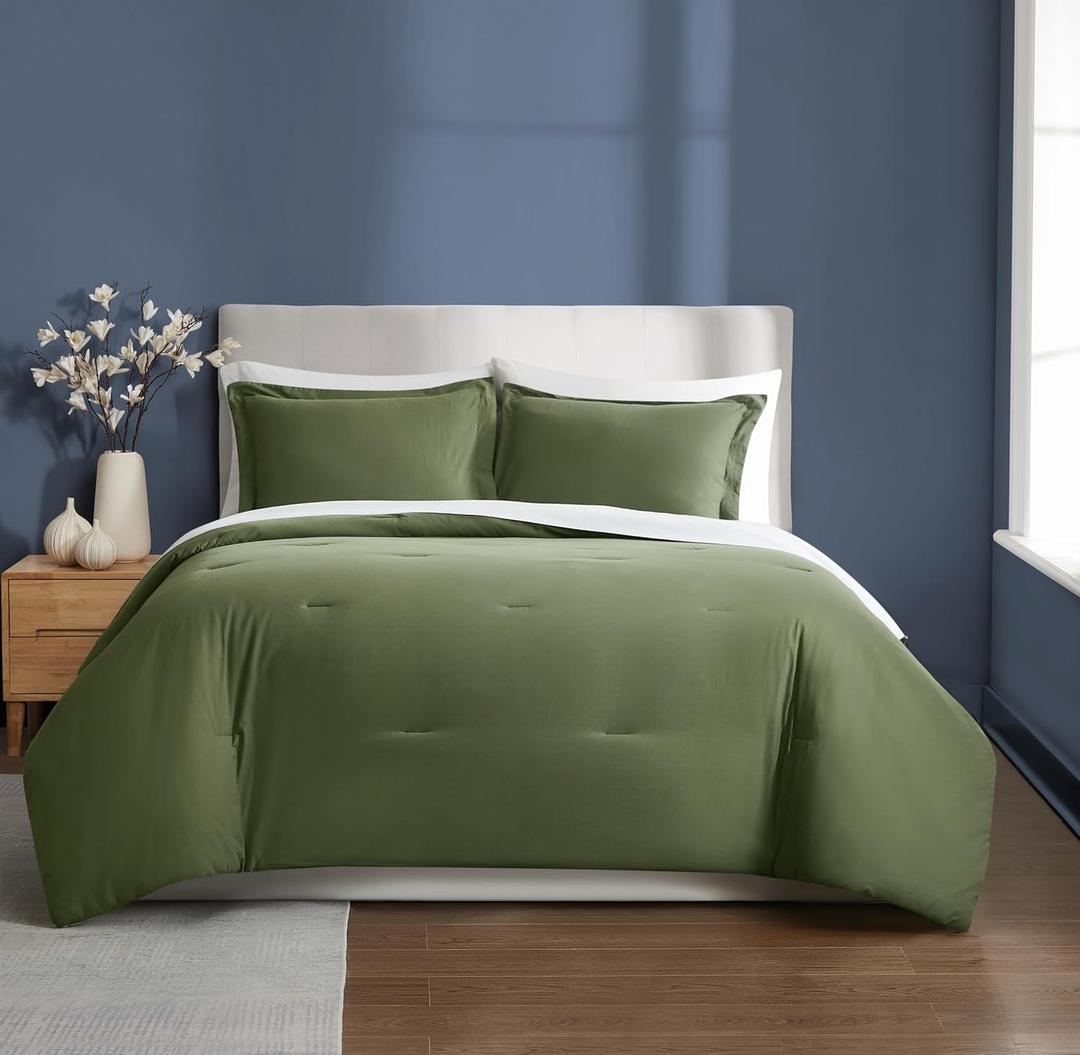 Brooklyn Loom Essential Cotton Green Twin XL 2 Piece Comforter Set