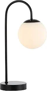 JONATHAN Y JYL6010A Arco 18.25" Iron/Glass Minimalist Mid-Century Globe LED Table Lamp Contemporary Glam Minimalist Bedside Desk Nightstand Lamp for Bedroom Living Room Office College Bookcase, Black