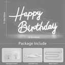 Mornajina 16.5'' x 11.8'' Happy Birthday Neon Sign for Backdrop Wall Decor, USB Powered Happy Birthday Led Sign for Backdrop Light up Sign Dimmable Neon Light for Birthday Party Decorations (White)