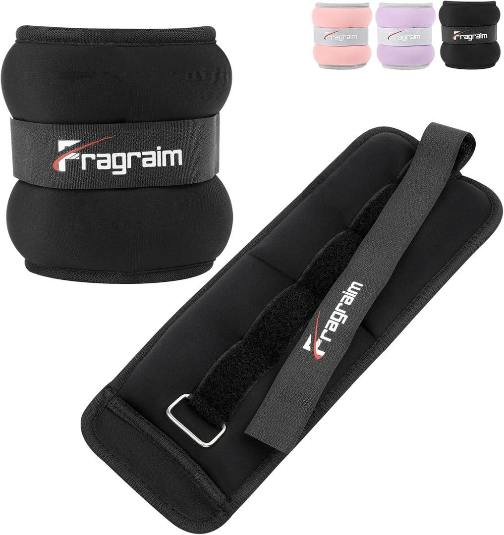 Fragraim Ankle Weights for Women Men Kids 1/2/3/4/6/8/10 LBS 1 Pair Leg Arm Wrist Weights with Adjustable Strap for Running, Walking, Pilates, Gymnastics, Aerobics, Physical Therapy (Black)
