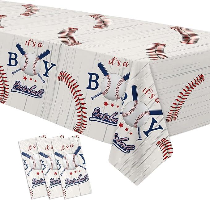 Baseball Baby Shower Decorations Tablecloth - It‘s A Boy Baseball Baby Shower Supplies Table Cover, A Little Slugger is On The Way Party Decorations Table Cloth