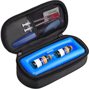 Cruxer Insulin Vial Cooler Travel Case (Black),Keep Medication Vial Cool,Portable Insulated Diabetic Medicine Travel Bag,TSA Approved,Small Bottle Storage Kit with Reusable Ice Brick Cooler