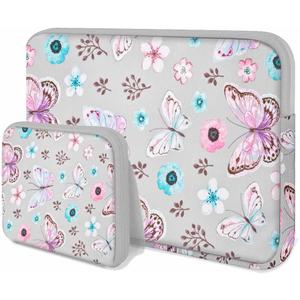 Hseok Elastic Laptop Case 13-14 inch Sleeve with Small Case, Neoprene Rainproof & Shockproof Cover for MacBook Pro 14" M3 M2 M1 and 13.3" MacBook Air/Pro,XPS 13/14 & Most 13"-14" NotebooksButterfly