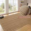 3x5 ft Rugs for Bedroom - Non-Slip Machine Washable Neutral Rug for Living Room,Faux Jute Rug,Braided Area Rug,Boho Solid Rugs for Home and Office,Very Soft,Stain-Resistan,Tan Brown