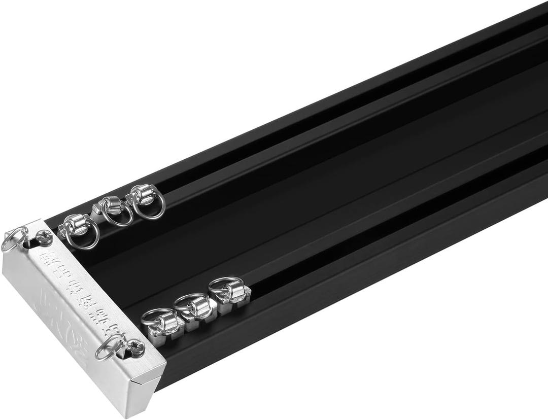 ZSHINE Heavy-Duty Curtain Conjoined Double Track rails Ceiling Mounting for Living Room Bedroom Room Divider (Black 6.6ft)