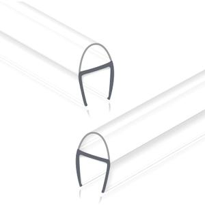 Frameless Shower Door Seal Strip 2 Pack x 39 Inch U for 3/8" Thick Glass Shower Door Side Seal Strip Bottom Seal Door Sweep Ultra Clear Polycarbonate, Stop Showers Leaks Create A Water Barrier