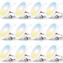 FREELICHT 12 Pack Retrofit LED Recessed Lighting 6 Inch, Selectable 2700K/3000K/4000K/5000K/6000K, Dimmable Flat LED Can Lights, 10W=110W, 1000LM, IC & Damp Rated, ETL & FCC, White