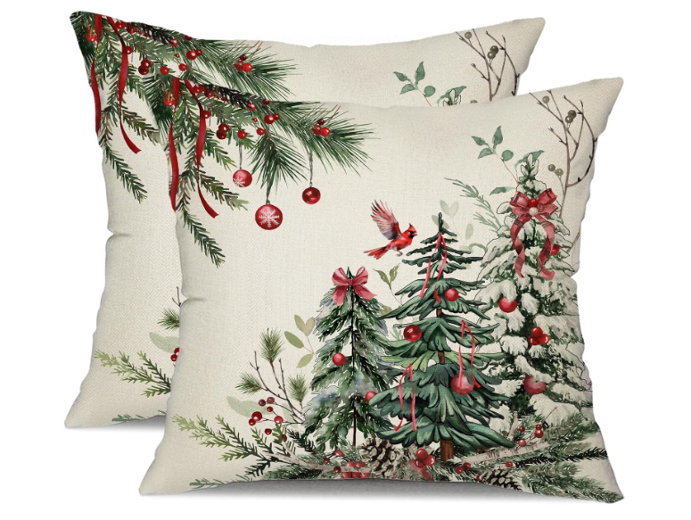 DFXSZ Christmas Pillow Covers 18x18 Inch Set of 2 Christmas Tree Decorations Throw Pillows Winter Xmas Decor for Home Couch TH-35B18
