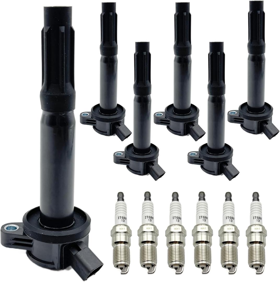 6pcs Ignition Coil and Spark Plugs Replacement for Ford Fusion 2006-2012, Escape 2009-2012 & Lincoln Zephyr 2006 & Mercury Mariner 2009-2011, Milan 2006-2011, 3.0L 6-PC Set