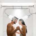 OURBAOFU Tandem Shower Heads, Double Shower Head for Couples, Dual Shower Head System for Two People, High Pressure and Adjustable Double Shower Heads (Silver)
